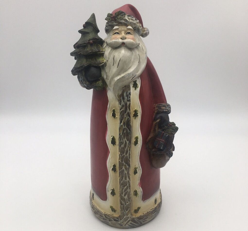 Vintage Old World Santa painted Resin 10.5 Inches