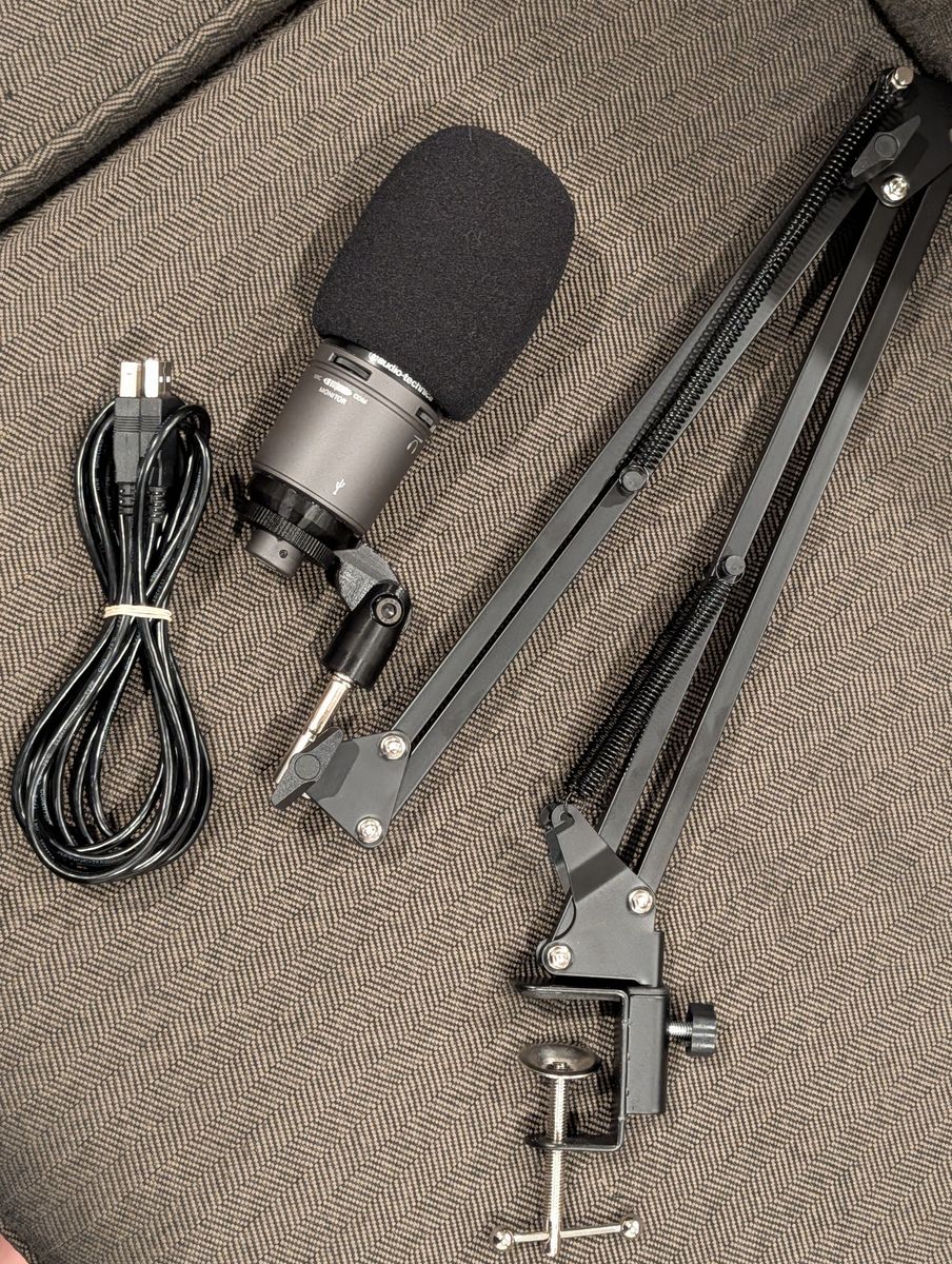 Audio Technica AT2020 USB+ Desktop Condenser Microphone with boom arm