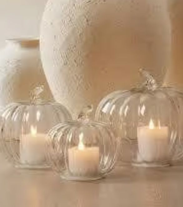 Glass Battery Powered LED Pumpkin Candles Set of 3 1970083 #104730