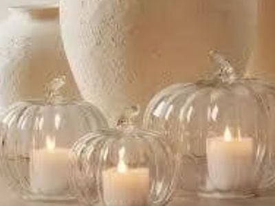 Glass Battery Powered LED Pumpkin Candles Set of 3 1970083 #104730