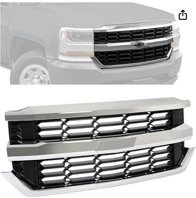 New - HeCasa Front Grille Compatible w/ 2016-2019 Chevy Chevrolet Silverado 1500