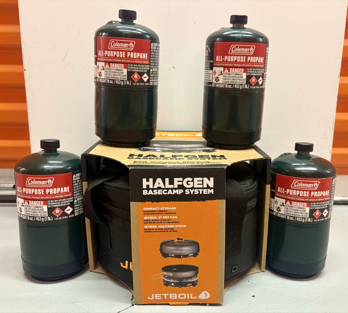 Jetboil HalfGen Basecamp System Portable Stove w/ 4 Coleman Propane Tanks