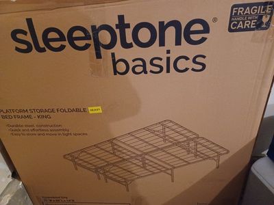 Sleeptone Basics King Platform Storage Foldable Bed Frame - Durable Steel, Easy Assembly