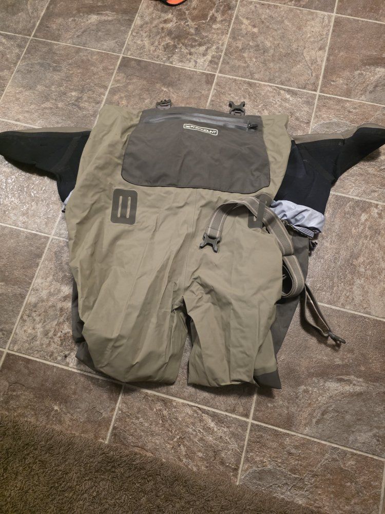 Paramount Outdoors Fishing Waders with Suspender Straps. only used on one salmon trip. I'm 5'11" 180. wear 11-12 shoe.