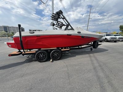 2024 Axis A225 Surf Boat with Malibu Trailer - Red/Black, M6Di Engine, Low Hours