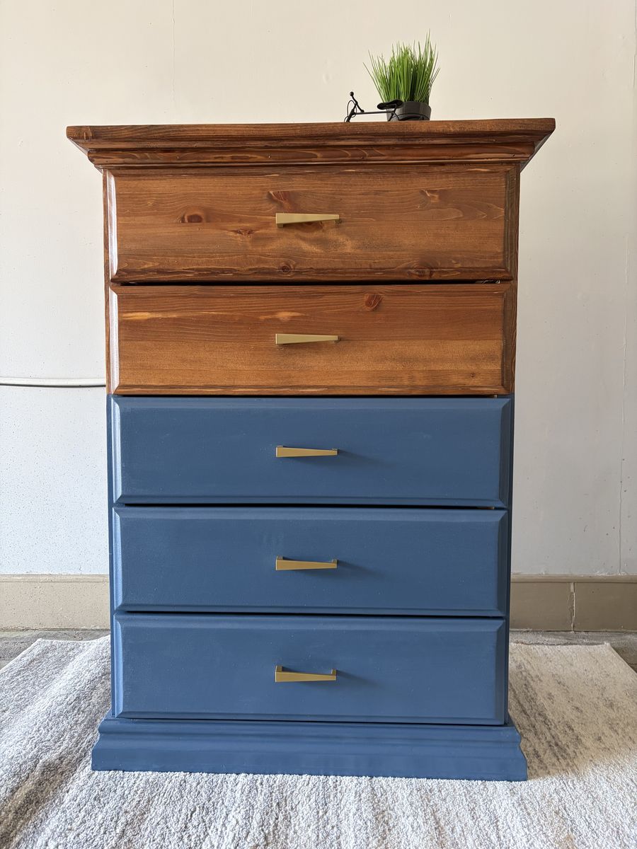 Solid Wood 5 Drawer Tallboy Dresser