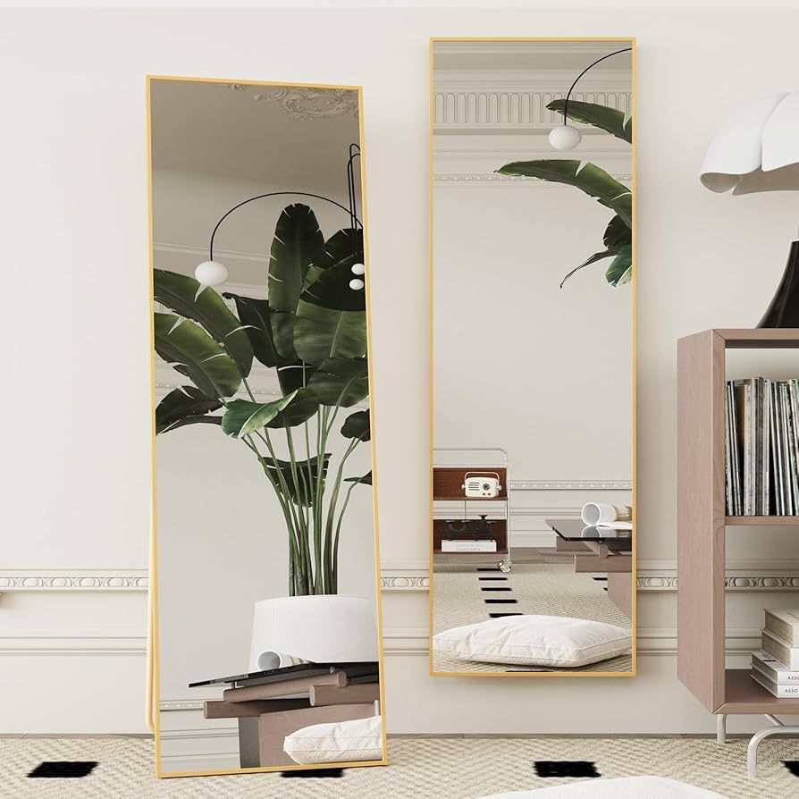 Gold 59" x 16" Tall Full Length Mirror with Stand