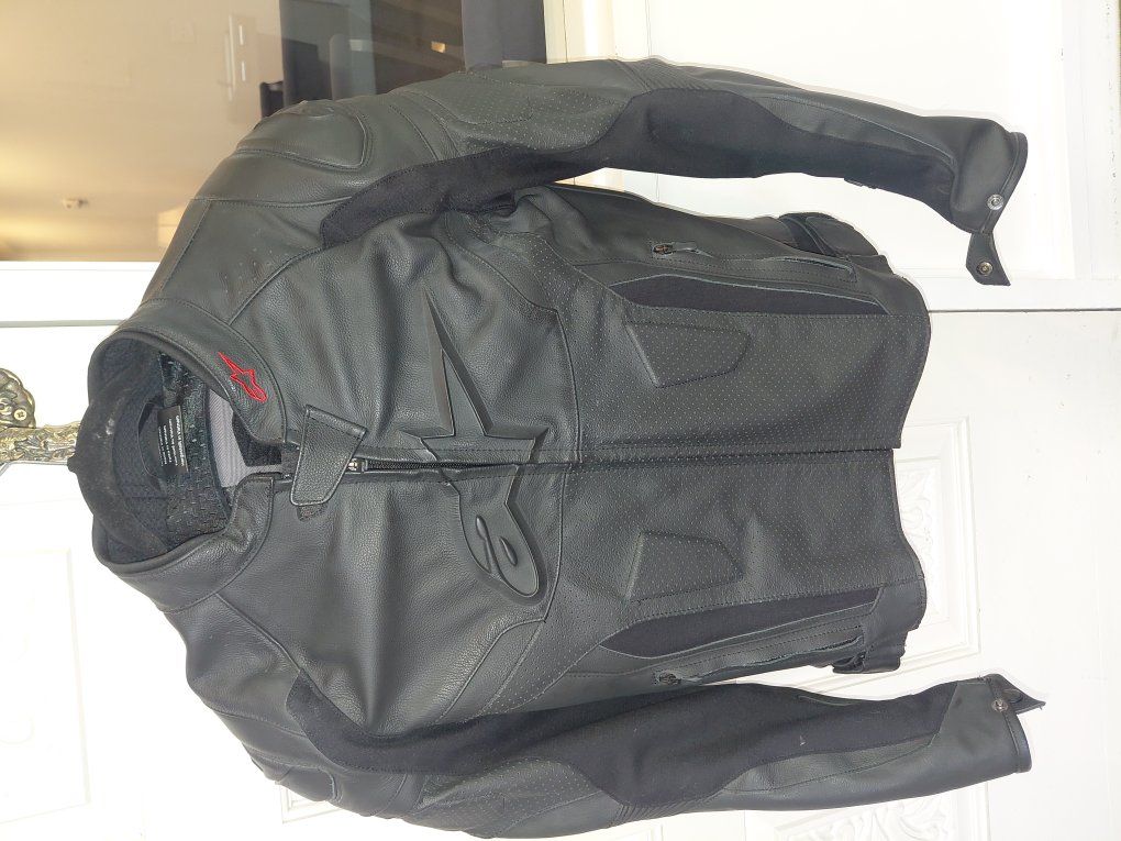 Leather Alpine Star armored motorcycle jacket