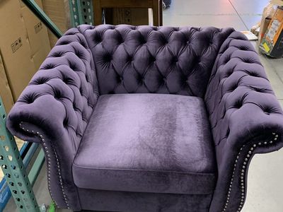 Noble House Blackberry Velvet Club Chair with Nailhead Trim (Set of 1)