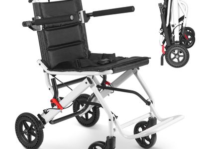Ultra-Lightweight Foldable Portable Travel Transport Wheelchair w/ Handbrake - White
