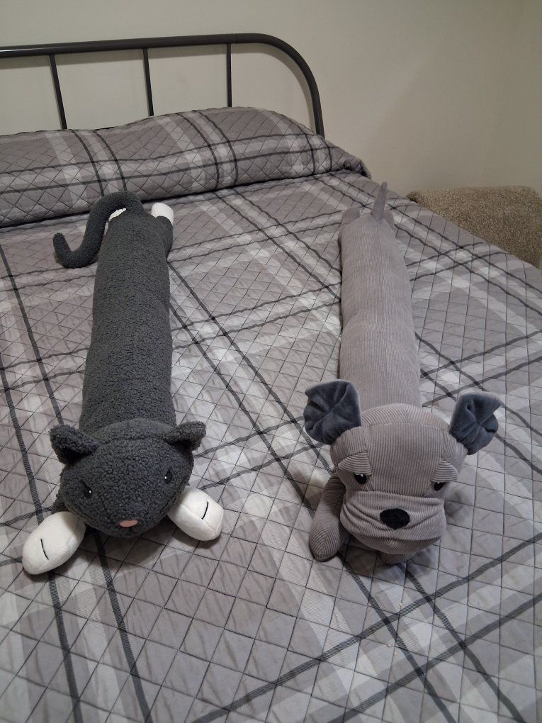Unbranded Cat & Dog Draft Stoppers - Plush Animal Door Draft Guards, Grey Set Of 2