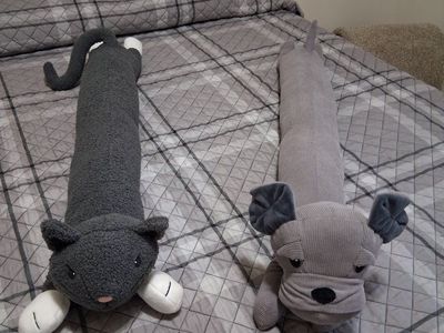 Unbranded Cat & Dog Draft Stoppers - Plush Animal Door Draft Guards, Grey Set Of 2