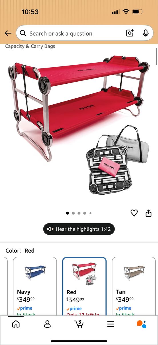 Kids disc-o-bed cots