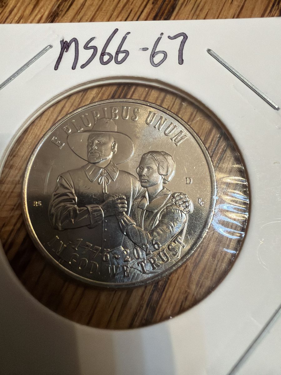 US Bicentennial Quarter 1776-2026 Mayflower Compact Token in Protective Flip ms66-67