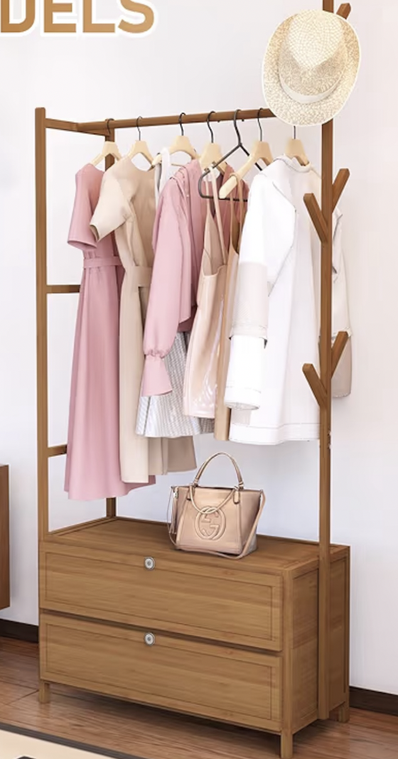 Wood Clothing/Coat Rack and Drawers