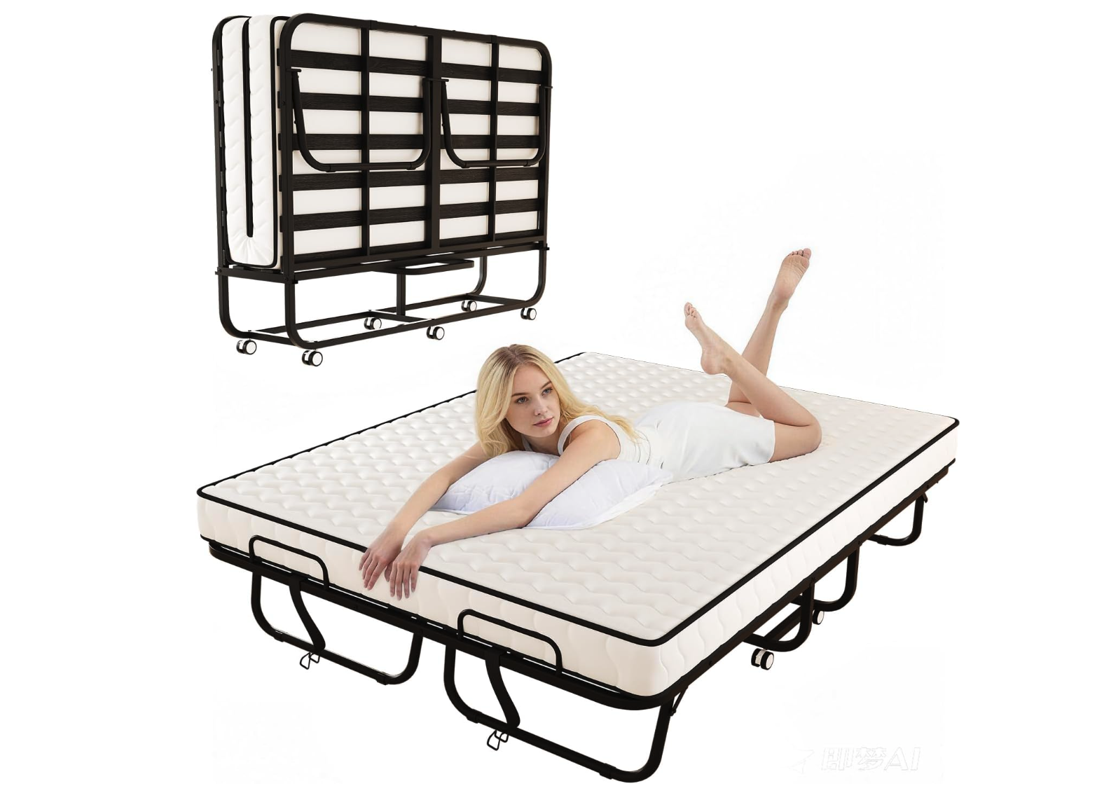 New in Box Full Size 79"X 59" Folding Bed with 5" Memory Foam Mattress,
