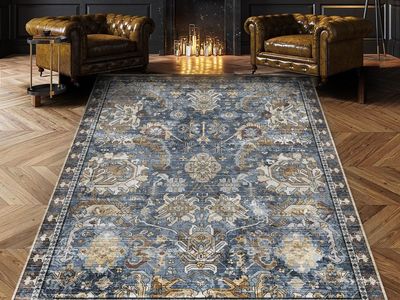 NEW Stunning Transitional/Traditional Area Rug - Blue, Cream & Earthy Tones 6' x 9'