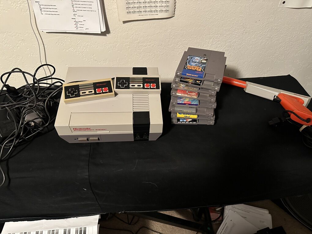 Original NES Two Controllers Eight Games