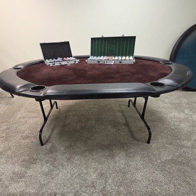 poker table and chips