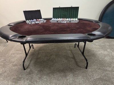 poker table and chips