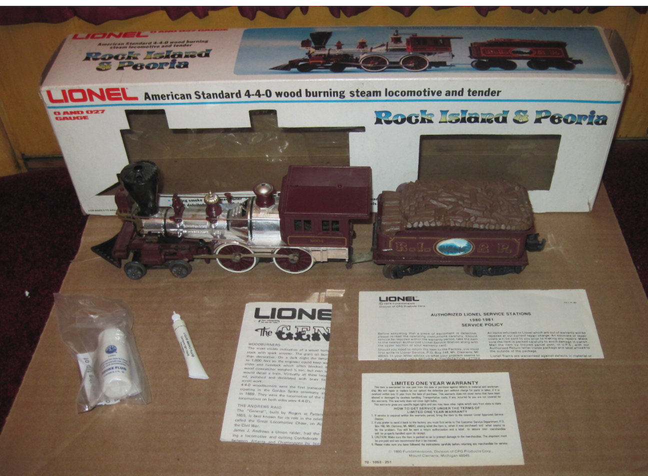 LIONEL ROCK ISLAND AND PEORIA GENERAL LOCOMOTIVE AND TENDER
