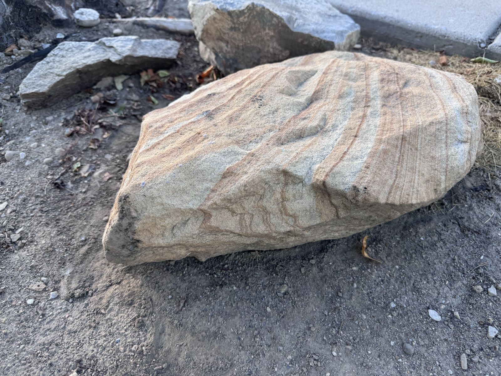 Large sandstone with twirly pattern