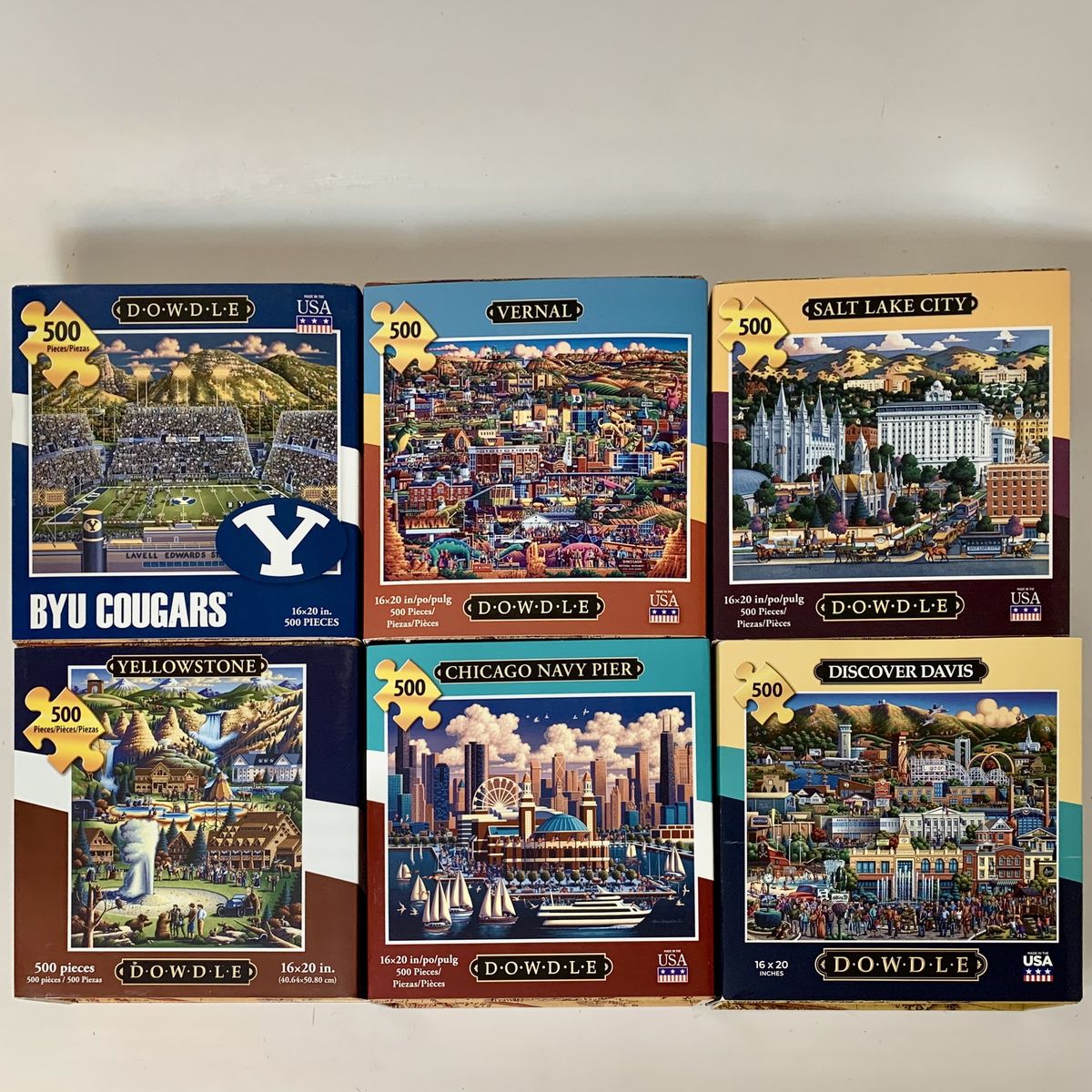 Dowdle 500pc jigsaw Puzzles with maps and slipcovers some new