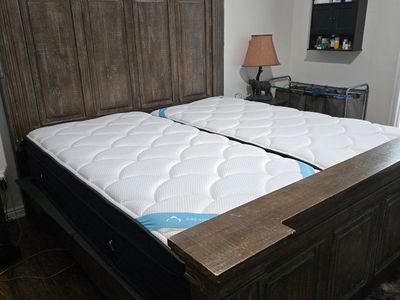 Rustic Distressed Wooden King Panel Bed Frame
