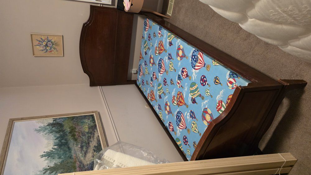 Mahogany Twin Bed and Vanity, Mirror, Chair