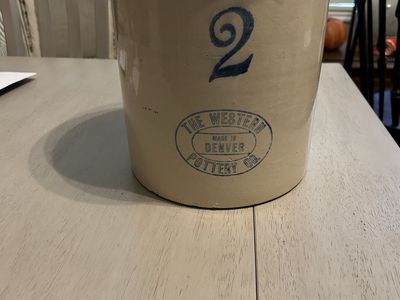 Vintage Antique The Western Pottery Co. 2 Gallon Stoneware Crock with Lid Denver CO