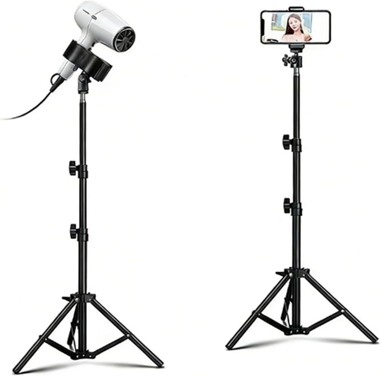 Hair Dryer/Phone Stand Hair Dryer Holder with Tripod Hands Free 360-Degree Rotating