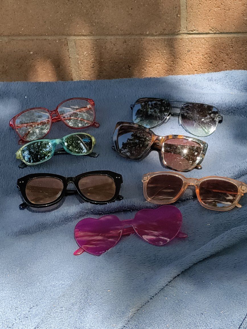 Assorted Sunglasses Lot - 7 Pairs, Various Styles & Colors, Used Condition