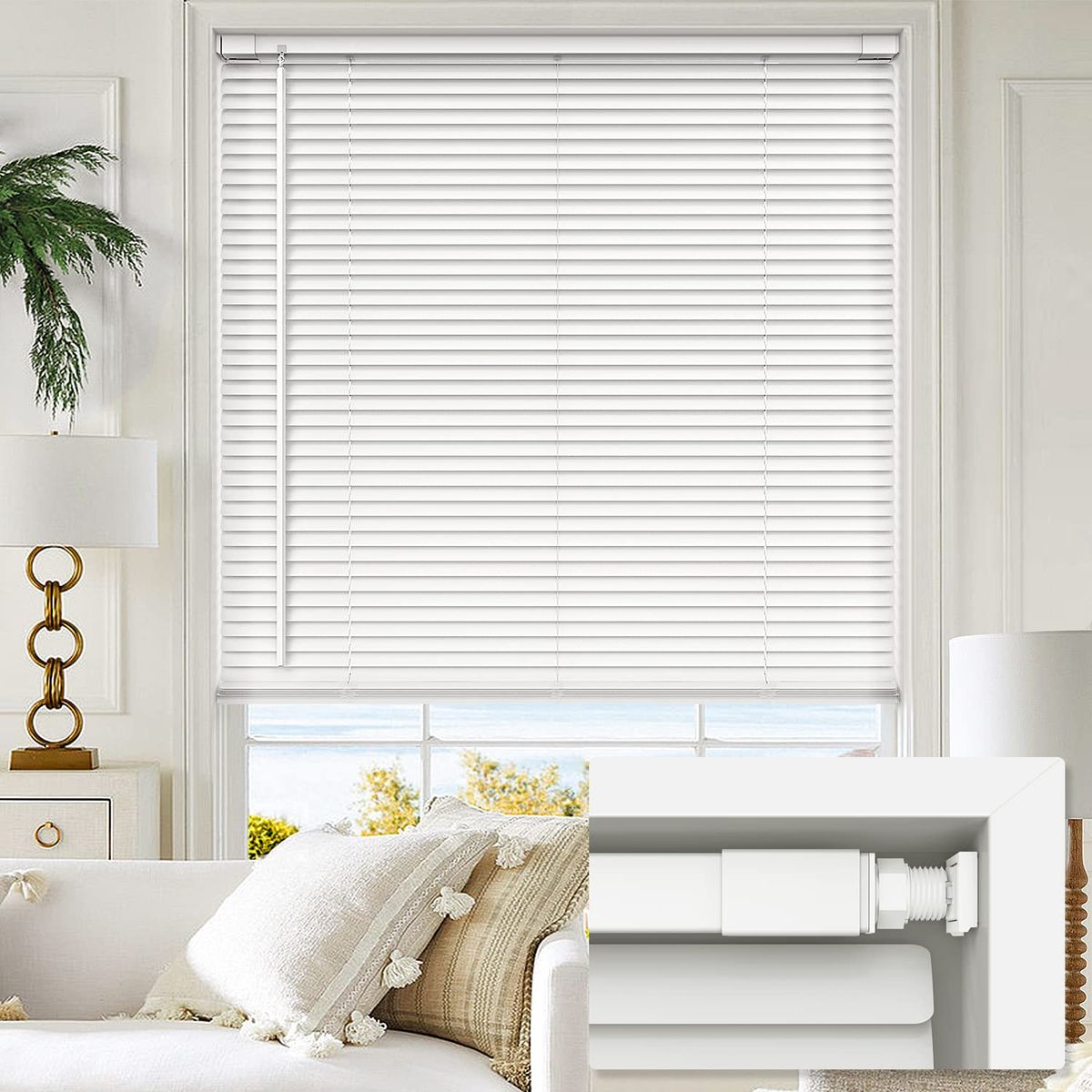 NEW LazBlinds 28"x48" No Tools No Drill 1" Vinyl Mini Blinds, Cordless Blinds, Light Filtering