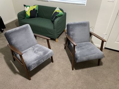 Two IKEA Velvet with wood chairs special edition