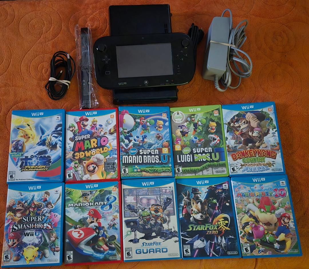 Wii U Deluxe with 10 games!~ trades considered~