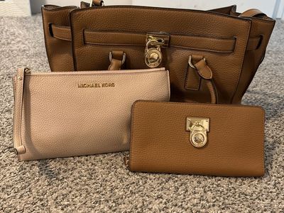 Michael Kors Brown Leather Handbag and Wallet Set