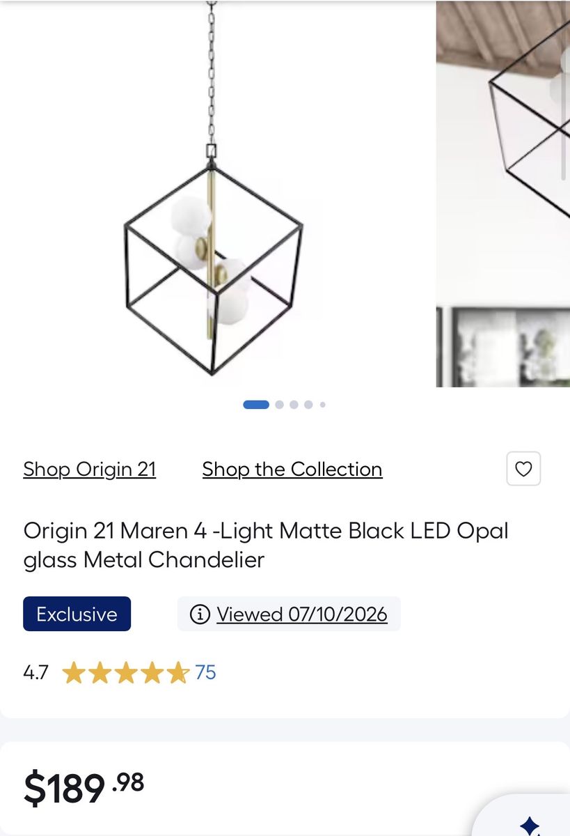 Origin 21 Maren 4-Light Matte Black LED Opal Glass Metal Chandelier