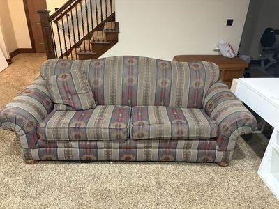 Patterned Fabric Sofa Couch, Southwestern Style 2-Seat