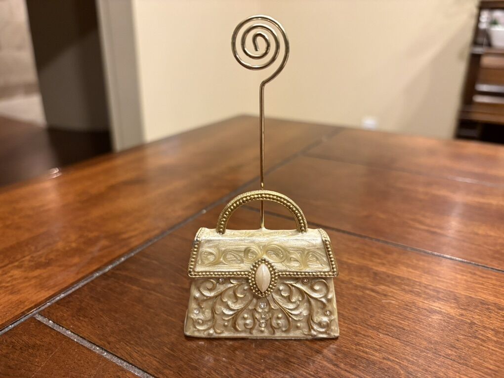 Enameled Metal Purse Picture Or Card Holder