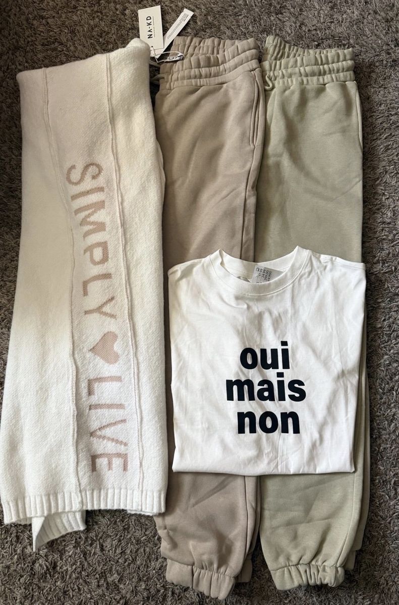 NA-KD Sweatpants sz S H&M t-shirt sz S & cardigan