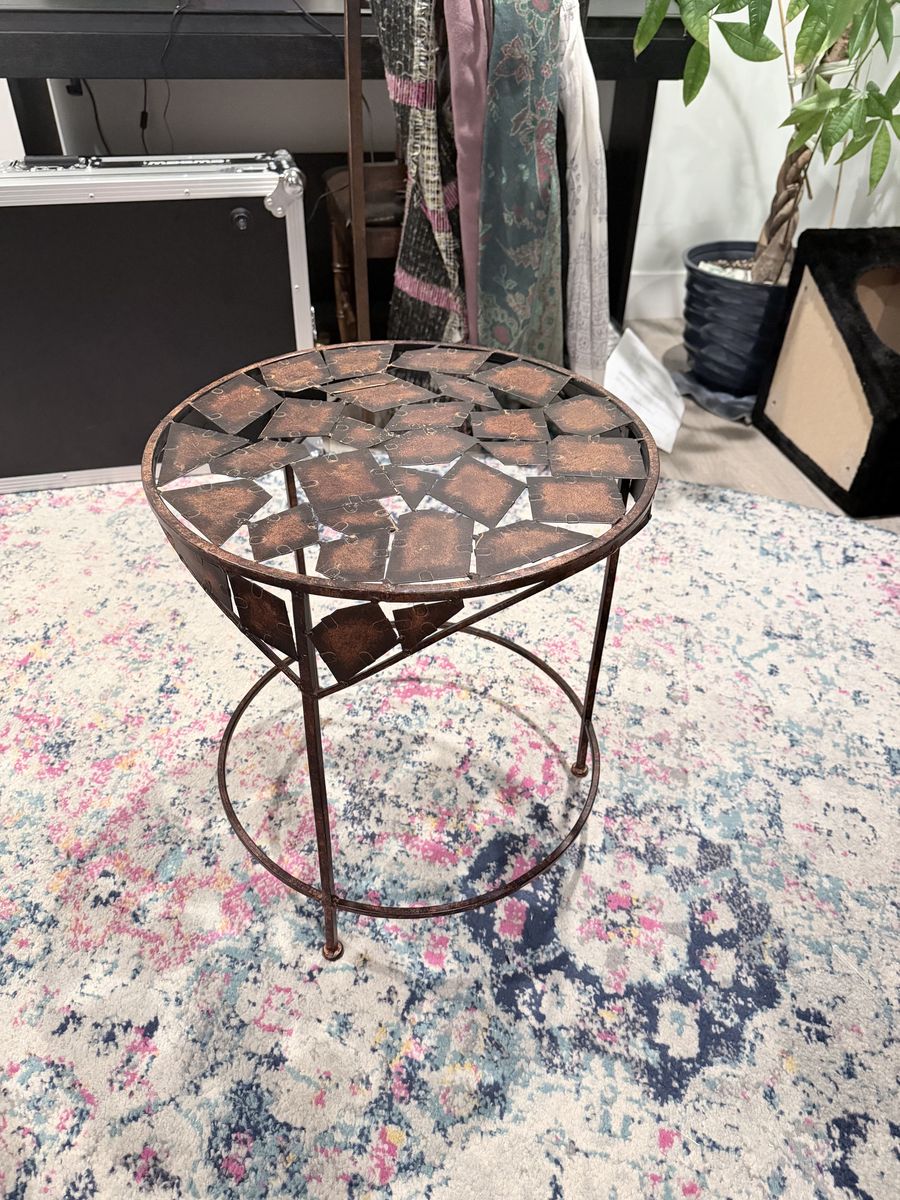 Rustic Metal Mosaic Side Table
