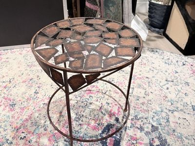 Rustic Metal Mosaic Side Table