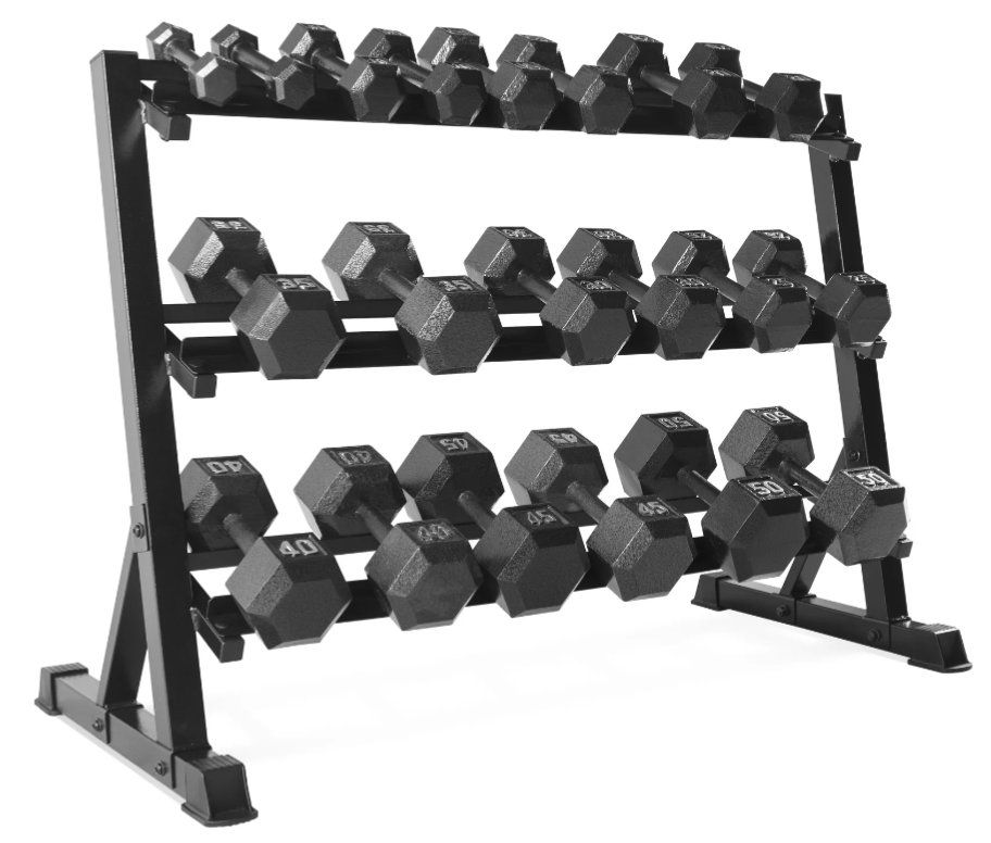 NEW 3-Tier Dumbbells Set Storage Rack 52-Inch Rows