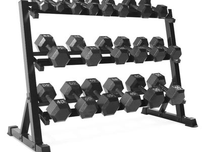 NEW 3-Tier Dumbbells Set Storage Rack 52-Inch Rows