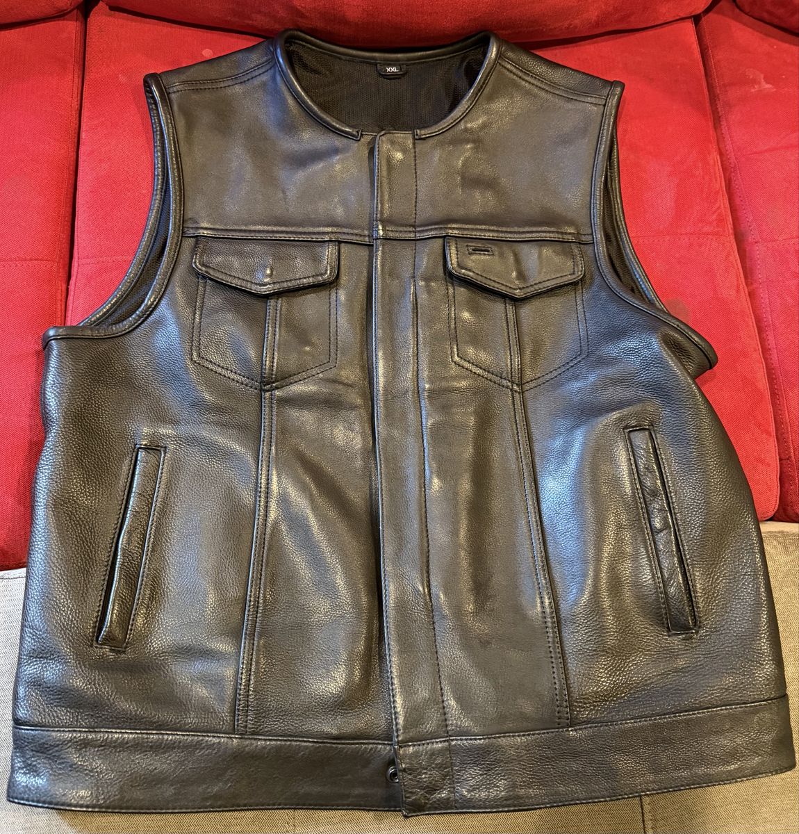 Premium Leather Motorcycle Cut Vest