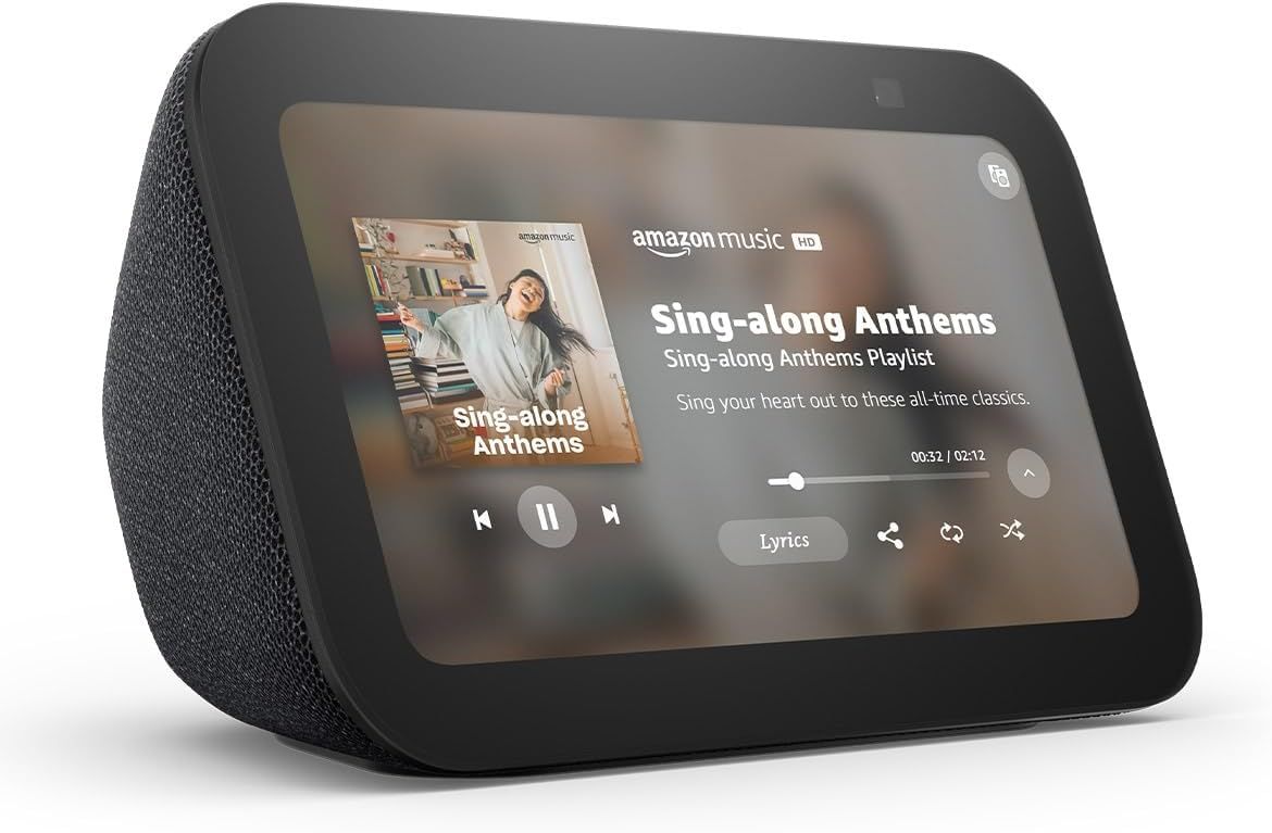 Amazon Echo Show 5 (newest model), Smart display, Designed for Alexa+, 2x the bass and clearer sound, Charcoal