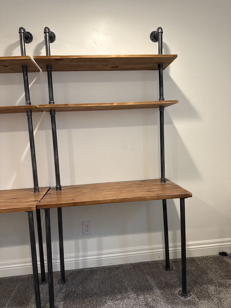 Pipe Wall Mount Desk With Shelves