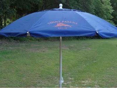 Tommy Bahama 7ft Groundbreaker Universal Beach Umbrella with Tilt - Blue & Red Logo