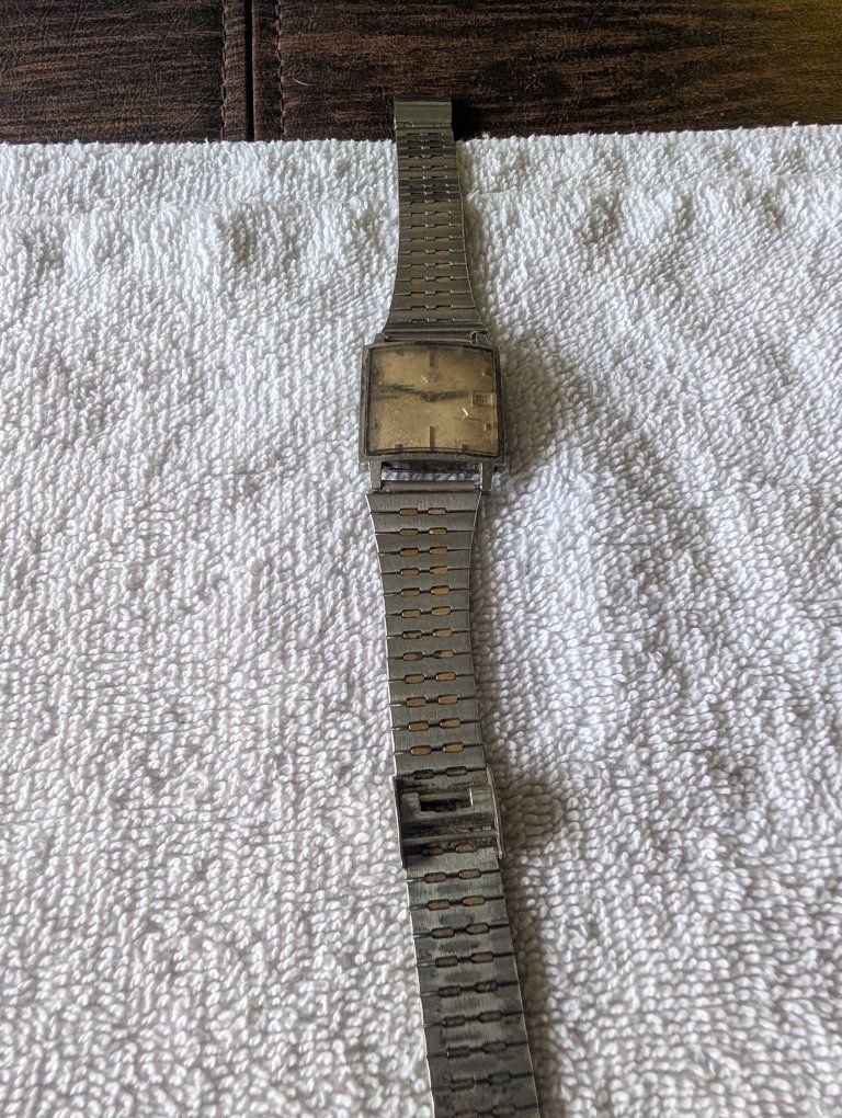 Vintage Jules Jurgensen Mens watch cracked crystal not original band automatic working great