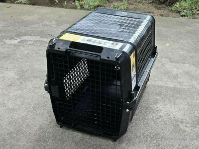 28" Every Yay Plastic Dog Kennel Pet Cage Crate Travel Black